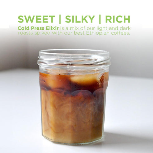 3 Tiny Footprint Coffee - Organic Cold Press Elixir Cold Brew | Blend of Light & Dark Roasts, Whole Bean Coffee | Fair