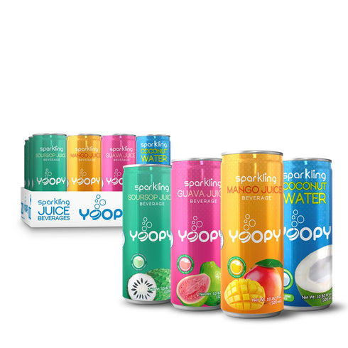 Yoopy Sparkling Fruit Juices Variety Pack 12 Cans (10.82 fl oz Each)