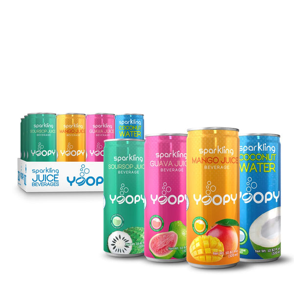 Yoopy Sparkling Fruit Juices Variety Pack 12 Cans (10.82 fl oz Each)