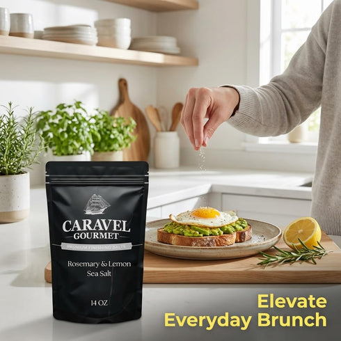 14 oz Rosemary & Lemon Salt for Cooking & Finishing Fragrant Rosemary Seasoning Infused with Zesty Lemon for Meats