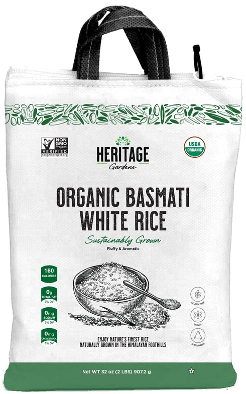 Earth's Promise Heritage Gardens Organic White Basmati Rice 80 oz (5 lb) Extra Long