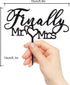 Finally Mr Mrs Love Heart Black Acrylic Cake Topper for Wedding Engagement Party Decoration - 5.9'' x 6.1''