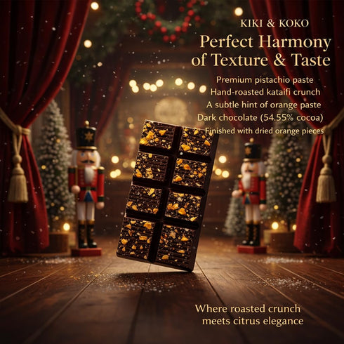 6.5 oz (3-Pack) Dubai Chocolate Dark Chocolate Bar with Pistachio & Orange Filling, Handmade Baklava-Inspired Middle