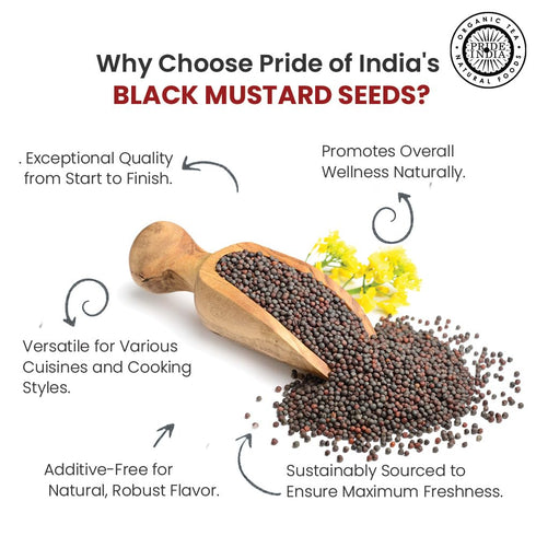 3 oz Pride of India Black Mustard Seeds | Whole Mustard Seed Indian Spice for Cooking & Pickling | Pungent Flavor