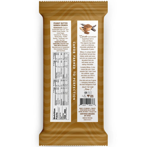 3 6 Pack Missy J's Organic Peanut Butter Carob Bar Ounce Made with Coconut Sugar, Vegan, Gluten and Caffeine Free