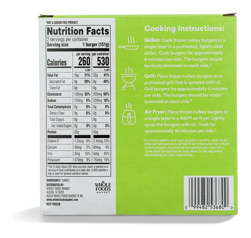 365 by Whole Foods Market 10.67 OZ Plain Turkey Burgers