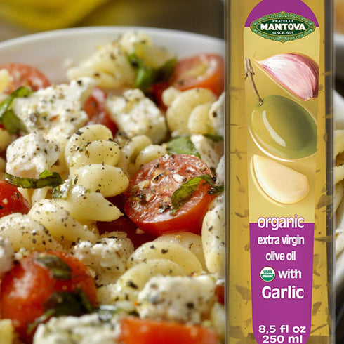 8.5 Mantova USDA Organic Garlic Extra Virgin Olive Oil (EVOO), Cold-Pressed, Imported from Italy. Perfect for salad