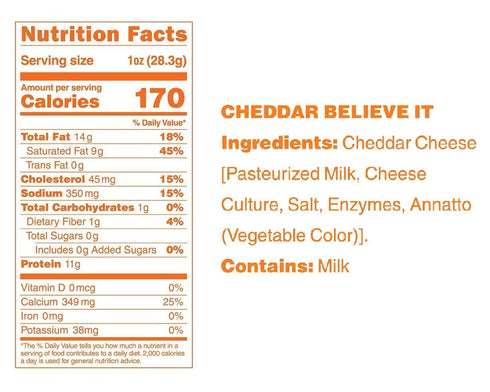 10 1-Pack, 100% Moon Cheese Cheddar Believe It, Ounce, Crunchy, Protein -Rich Cheese Snack, Keto Friendly, Real Cheese