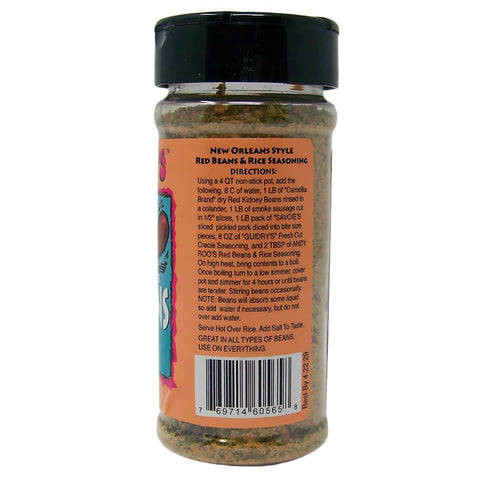 Andy Roo's Salt-Free Red Bean Creole Seasoning, 4 Ounce Shaker (No MSG Blend)
