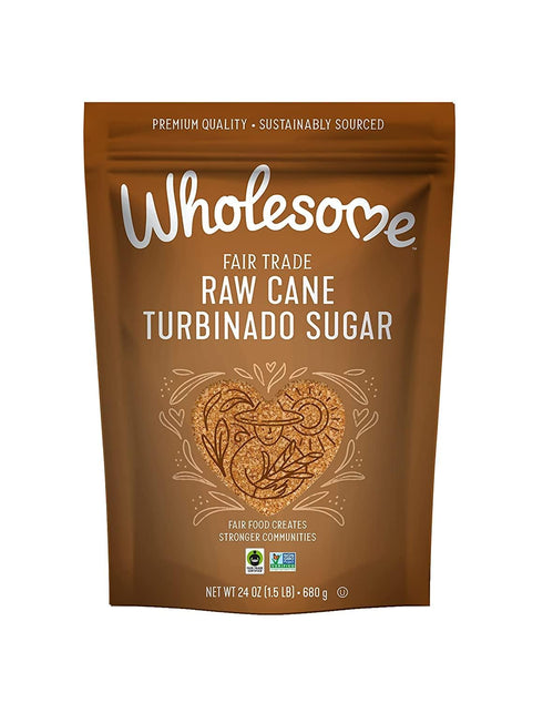 Wholesome Sweeteners 24-Ounce Raw Cane Turbinado Cane Sugar, Fair Trade, Non GMO,