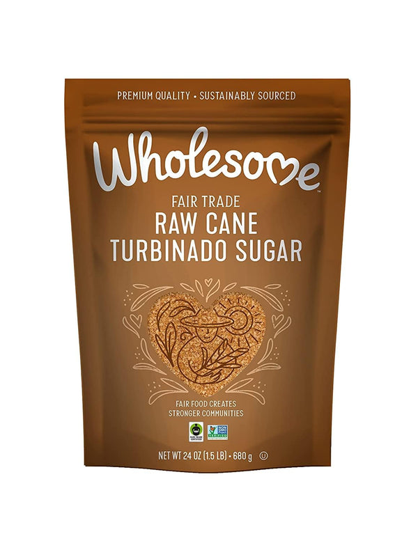 Wholesome Sweeteners 24-Ounce Raw Cane Turbinado Cane Sugar, Fair Trade, Non GMO,