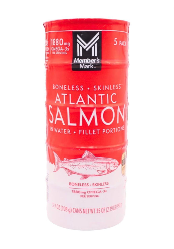 Generic Member Mark Canned Atlantic Salmon, 7 oz (Pack of 5) | Wild-Caught,
