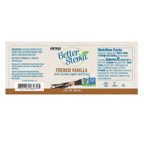 NOW Foods BetterStevia French Vanilla Zero-Calorie Liquid Sweetener, Keto Friendly, 2-Ounce