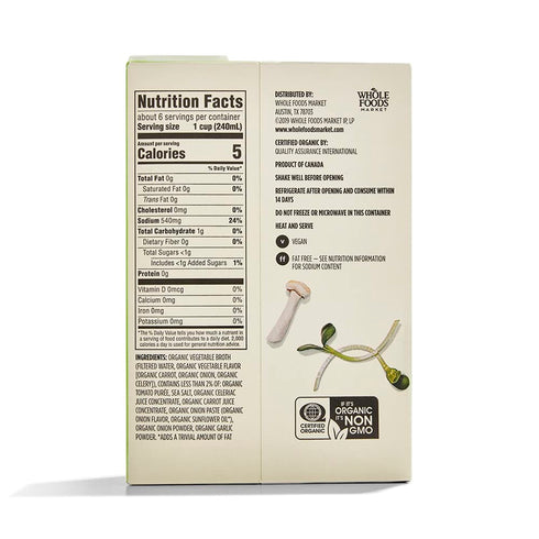 365 48 Oz by Whole Foods Market, Organic Vegetable Broth, Fl