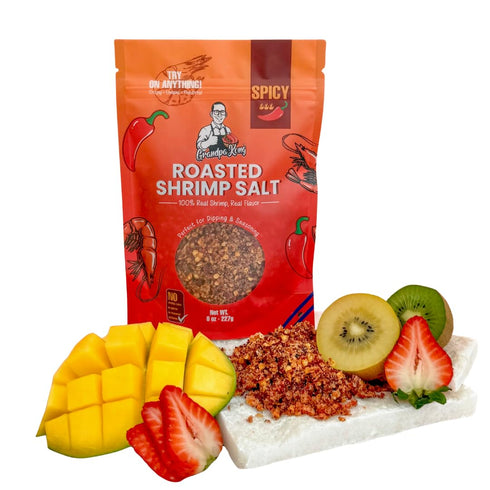 GrandpaKong Roasted Shrimp Salt (SPICY) Crispy Chili Shrimp Salt Seasoning, Extra Crunchy