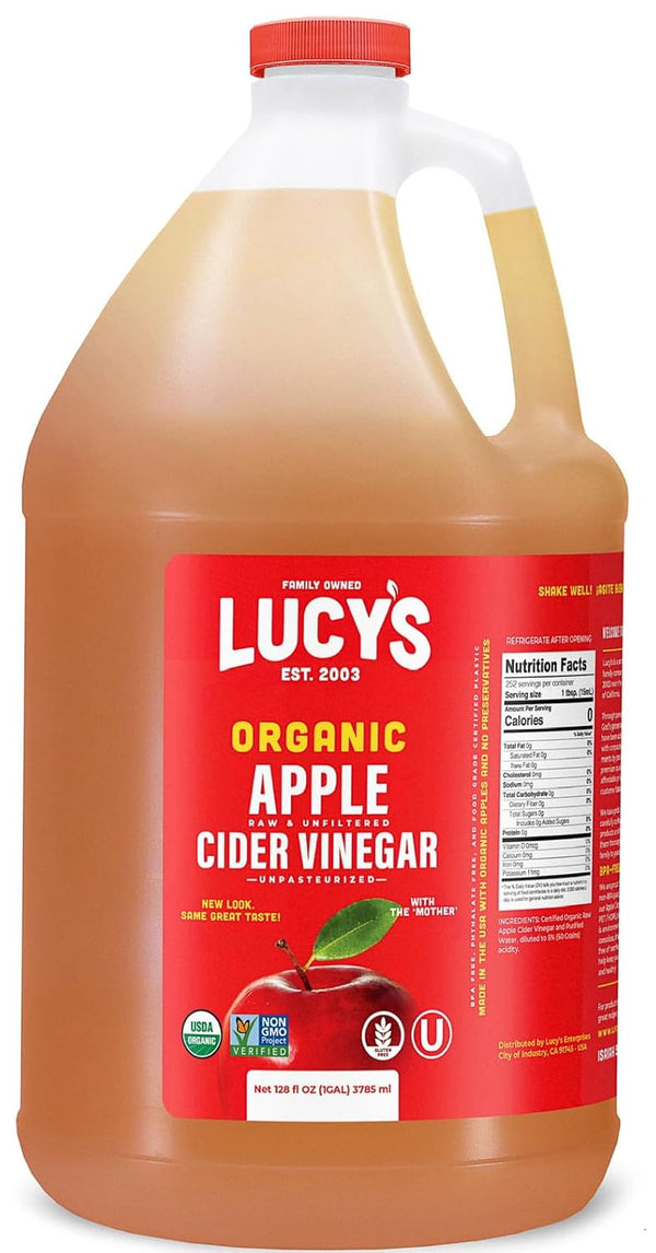 Lucy's Family Owned - GALLON SIZE, Organic, With the Mother, Apple Cider