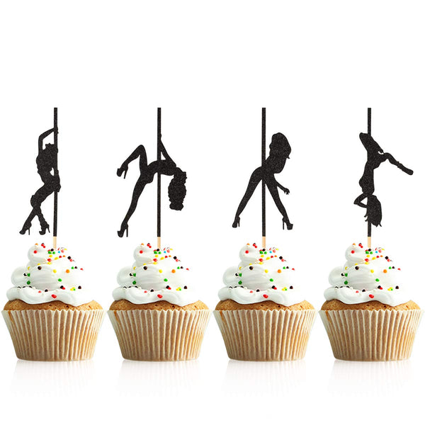 Donoter 48 Pcs Pole Dancing Cupcake Toppers | Pole Dancers Cake Picks for Birthday, Bachelorette Party Decorations