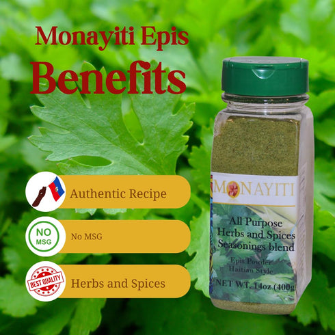 14oz (400g). Monayiti Epis Haitian Style Seasoning Seasonings Powder. blend of parsley, onions, garlic, chicken base
