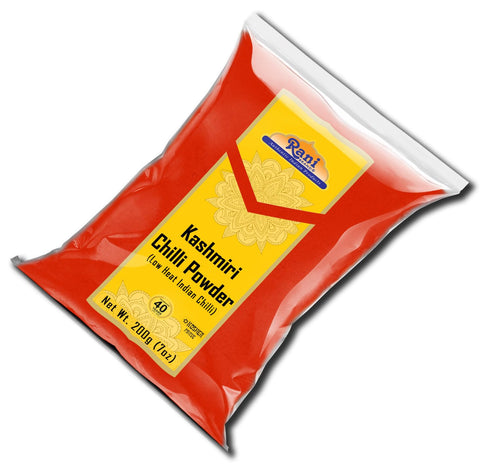 Rani Kashmiri Chilli Powder (Deggi Mirch, Low Heat), Ground Indian Spice, 7oz (200g), All Natural, Vegan