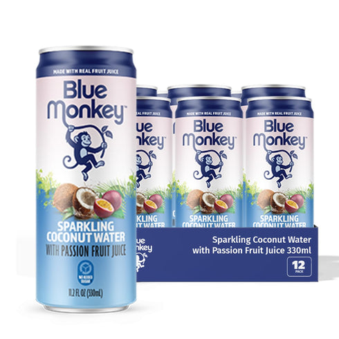 Blue Monkey Sparkling Coconut Water with Passion Fruit - 99.7% Coconut Water