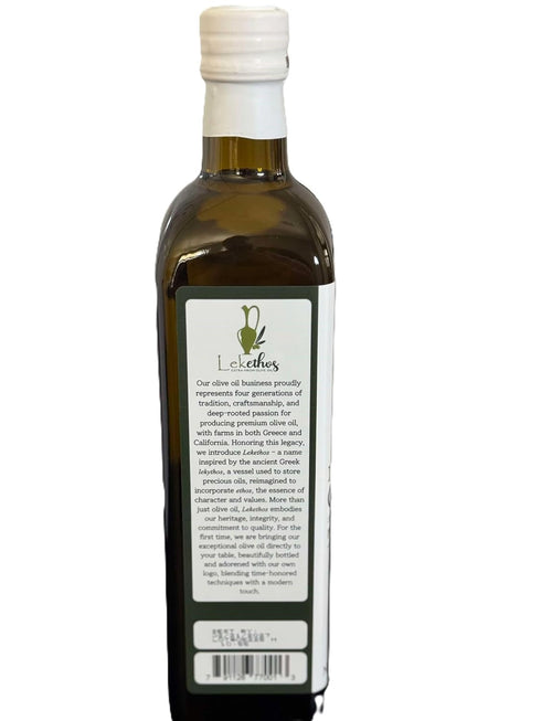Lekethos 750ml Extra Virgin Olive Oil California Cold Pressed, Premium Small Batch, Estate Grown, Pure Non-GMO Olive
