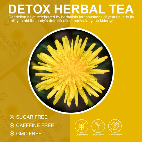 30 Organic Dandelion Leaf & Root Tea, Supports Kidney Function and Healthy Digestion, Caffeine Free, Tea Bags