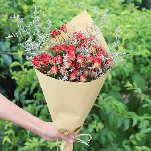 HXSCOO Bouquet Flowers Roses Bouquet of Natural Air Dried Nordic Wind Home Living Room Decoration Small and Fresh