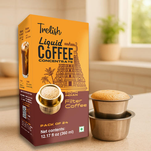 24 12.17 oz Trelish Coffee Concentrate - South Indian FIlter | servings - fl | Single Servings | Perfect for authentic