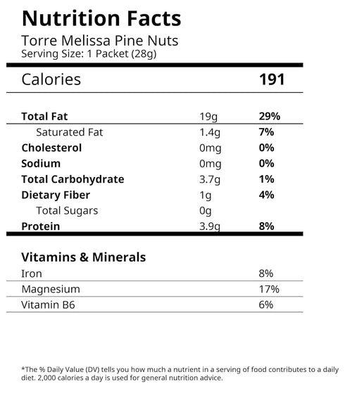 Torre Melissa (Pack 10) 1oz Pine Nuts of - Individual Bags - RAW, Kosher Certified, Gluten-Free, Non-GMO - Premium