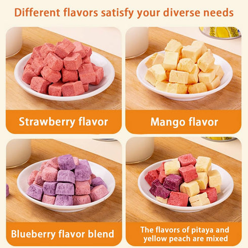 laweny 5.3 ounces/150 Freeze dried yogurt chunks grams, crispy skin mixed with fruit flavors, strawberry, peach, dragon