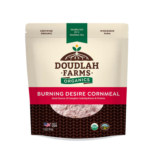 Organic Red Cornmeal - Heirloom Red Dent Corn 5 lb - Non-GMO,