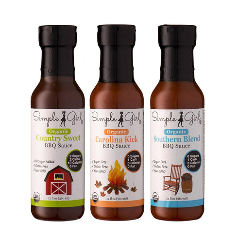 Simple Girl Organic BBQ Sauce - Carolina, Country Sweet, Southern Blend - Organic, Gluten