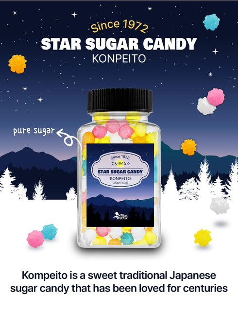 100g(3.5 NICE WITCH'S Konpeito Sugar Candy - Ounce) Sweet And Colorful/Handmade Star Candy/