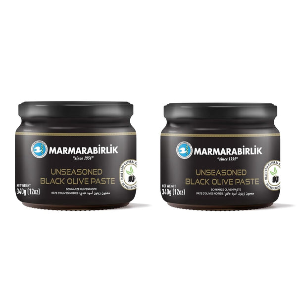 Marmarabirlik, Pack of 2 Black Olives Spread, Turkish Olive Paste & Tapenade,