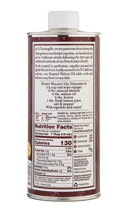 La Tourangelle, Roasted Walnut Oil, Plant-Based Source of Omega-3 Fatty Acid, Cooking, Baking, & Beauty, 25.4 Fl Oz