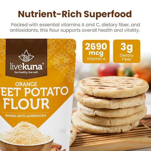 LiveKuna - Orange Sweet Potato Flour, Sweet Potato Flour for Baking, Gluten-Free Baking Flour, Alternative for Almond