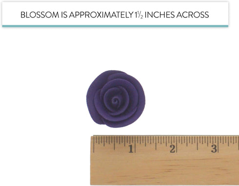 12 Count Global Sugar Art Edible Kosher Royal Icing Deep Violet Medium Roses for Cake and Cupcake Decorating by Chef