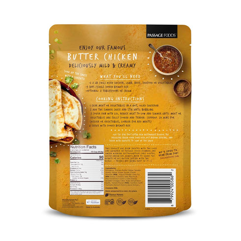 Simmer 13.2 oz (Pack 6) Passage to India Butter Chicken Sauce - Authentic Indian Food Flavor - Sauce - Convenient Meal