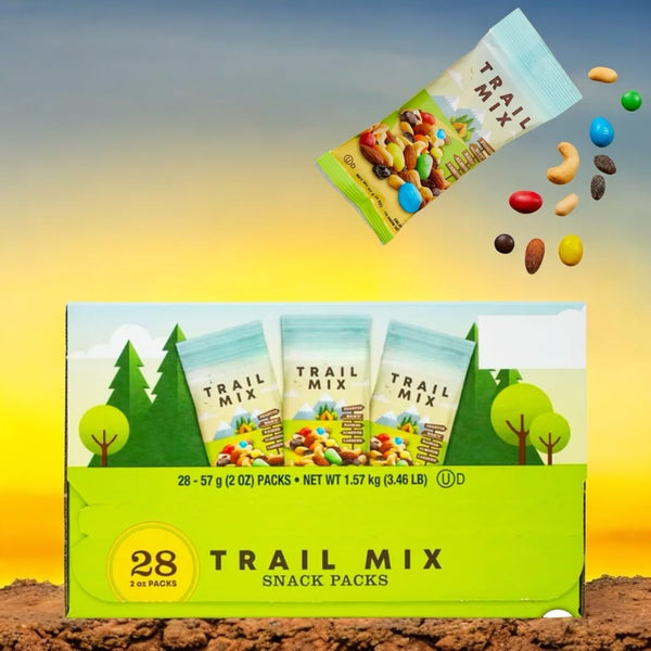 generic Trail Mix Snack Packs - Peanuts, Almonds, Cashews, Raisins, Chocolate, 28 Count,