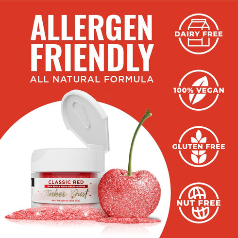 Bakell Classic Red Tinker Dust (5g, 1x Jar) - Edible Glitter for Food, Desserts, and Beverages