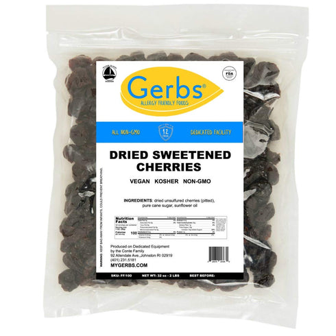 2 lbs. 14 Gerbs Dried Sweetened Cherries | Unsulphured, No Artificial Additives, Resealable Bag | Naturally Tart