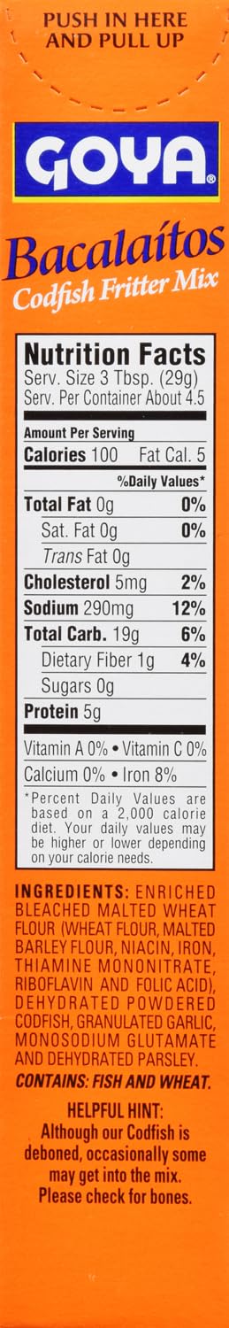 Goya Codfish Fritter Mix, Bacalaitos, 4.5 Ounce