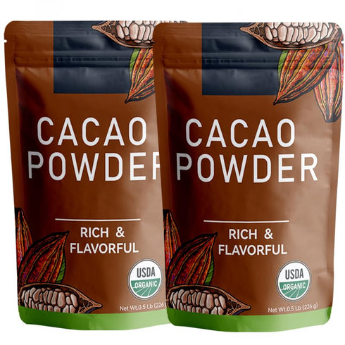 FASHIONIQ 226g/2pack, Organic Cacao Powder - Unsweetened Dark Cocoa for Baking & Healthy