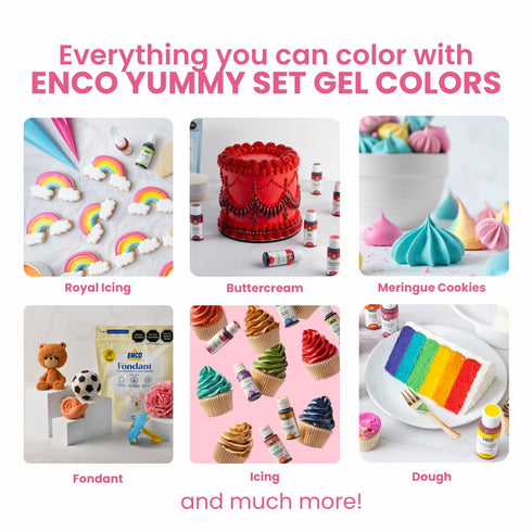 Yummy 9 Set 1.41 oz (40 ENCO Collection Food Coloring Gel each g) includes Cookie Decoration Guide