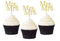 24 Pack Mr & Mrs Cupcake Picks, Gold Glitter Wedding Cupcake Toppers for Bridal Baby Shower Party Supplies