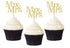 24 Pack Mr & Mrs Cupcake Picks, Gold Glitter Wedding Cupcake Toppers for Bridal Baby Shower Party Supplies