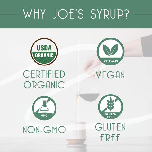 Joe’s Syrup Organic Flavored Syrup, Premium Syrup Pump, 1 Pack