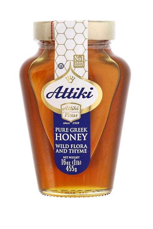 Attiki Pure Raw No.1 Greek Honey Wild Flora and Thyme ( Honey 16oz