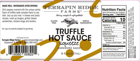 Terrapin Ridge Farms Gourmet Truffle Hot Sauce and Truffle Aioli Garnishing Sauce Set (2 Squeeze Bottles)