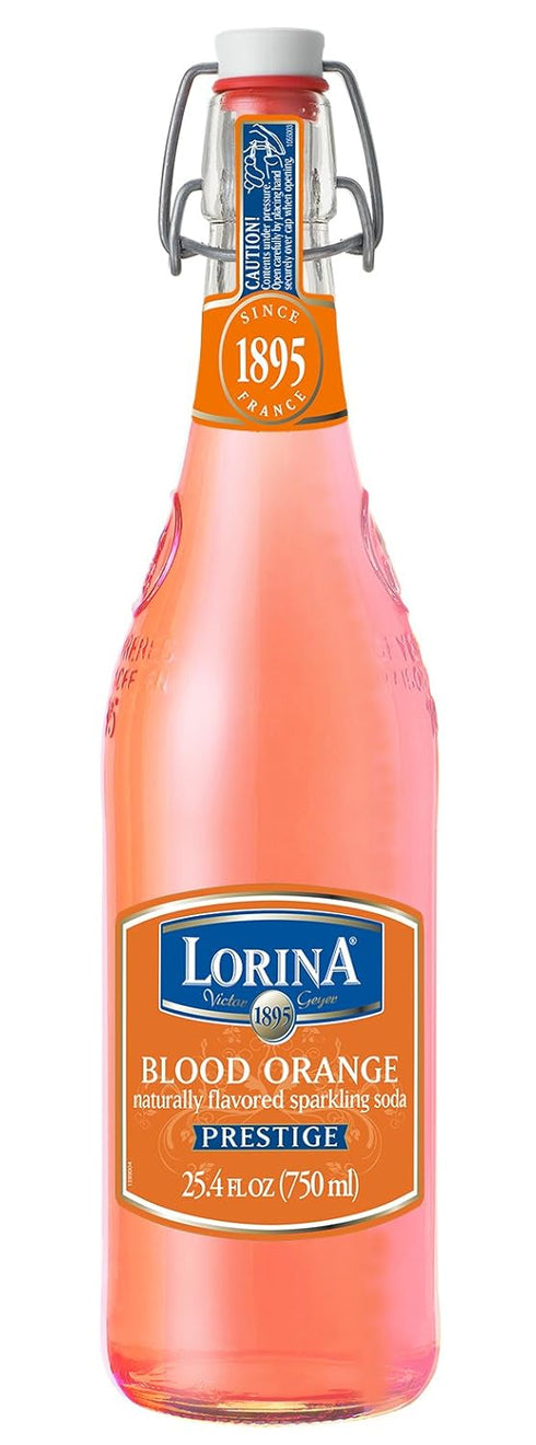 Lorina (25.4oz, 3-Pack) Sparkling Soda Water Blood Orange Flavor, Prestige Collection Naturally Flavored Carbonated